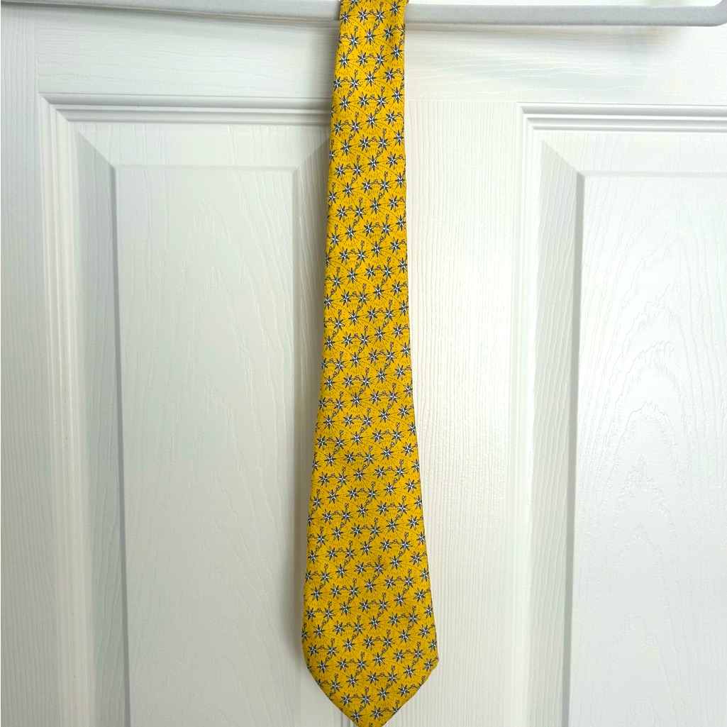 Vineyard Vines Nautical Themed Yellow And Blue Boys Patterned Tie Vineyard Vines Nautical Themed Yellow And Blue Boys Patterned Tie